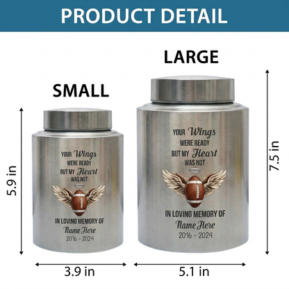 Personalized American Football UV Printed Stainless Steel Urn for Loss of Sports Fan Player Bereavement Remembrance 2 Sizes Memorial Keepsake Urn, Memorial Gift, In Loving Memory - Image 6
