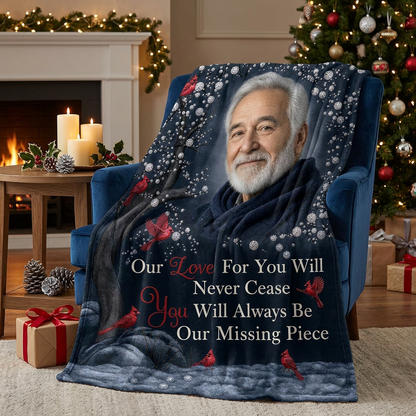Personalized Photo Memorial Fleece Blanket with Cardinals - Sympathy Gift for Loss of Loved One - Image 6