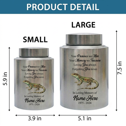 Personalized Iguana Lizard Gecko UV Printed Stainless Steel Remembrance Ash Urn for Adult Child Pet Reptile Lover Silver Black Gold Memorial Keepsake Urn, Memorial Gift, In Loving Memory - Image 6