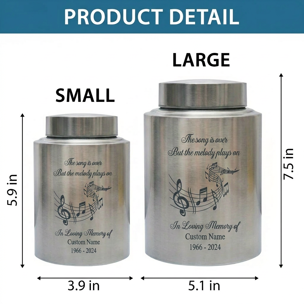 Personalized Musician Musical Staff Treble Clef Stainless Steel Urn For Ashes Music Lover Loss Of Loved One Remembrance Large Capacity Memorial Keepsake Urn, Memorial Gift, In Loving Memory - Image 6