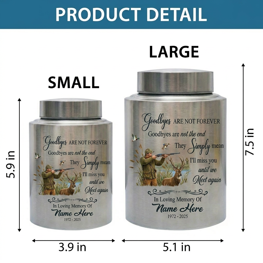 Personalized Deer Hunting Stainless Steel Urn for Human Ashes, Hunter Tribute Bereavement Receptacle Custom Name Date, UV Print Container, Memorial Keepsake Urn, Memorial Gift, In Loving Memory - Image 6