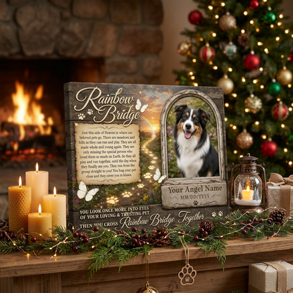 Personalized Pet Memorial Canvas, Rainbow Bridge Dog Loss Gift, Custom Photo Sympathy Wall Art - Image 6