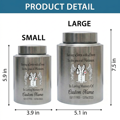 Personalized Doctor Medical Symbol Stainless Steel Cremation Urn For Human Ashes Funeral Tribute Nurse Healthcare Staff Sympathy Memorial Keepsake Urn, Memorial Gift, In Loving Memory - Image 6