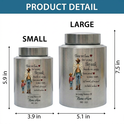 Personalized Cowboy Boots Hat Cross Stainless Steel Urn for Adult Human Ashes Loss of Father Husband Grandpa UV Printed Small and Large Memorial Keepsake Urn, Memorial Gift, In Loving Memory - Image 6