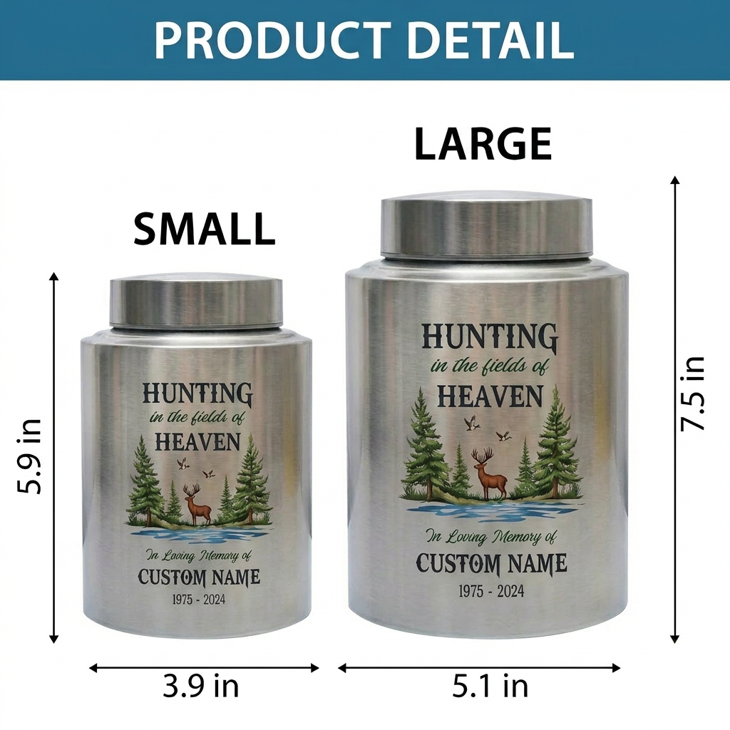 Personalized Deer Hunting Fields of Heaven Urn Custom Hunter Cremation Receptacle for Dad Grandpa Husband Large Capacity Sizes Memorial Keepsake Urn, Memorial Gift, In Loving Memory - Image 6