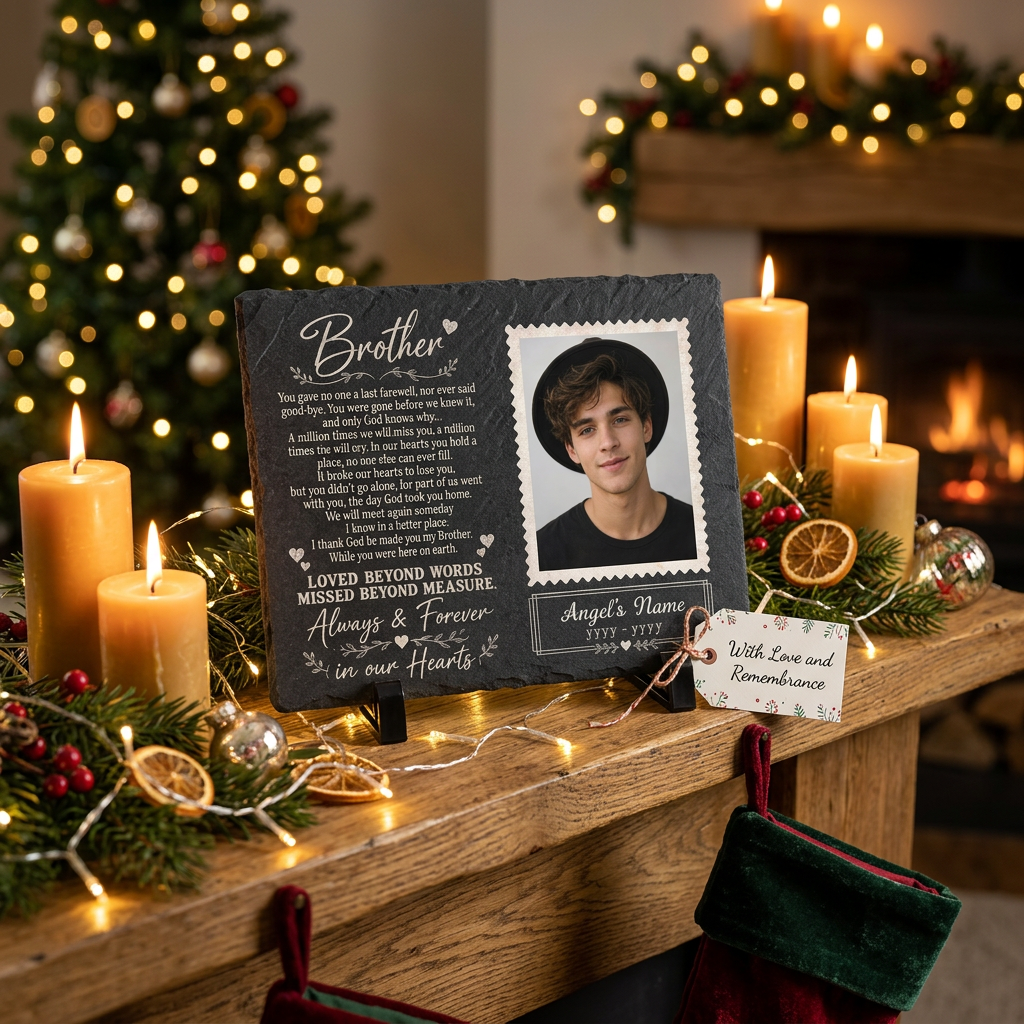 Personalized Brother Memorial Garden Stone – Photo Slate Plaque Gift for Loss of Brother - Image 6