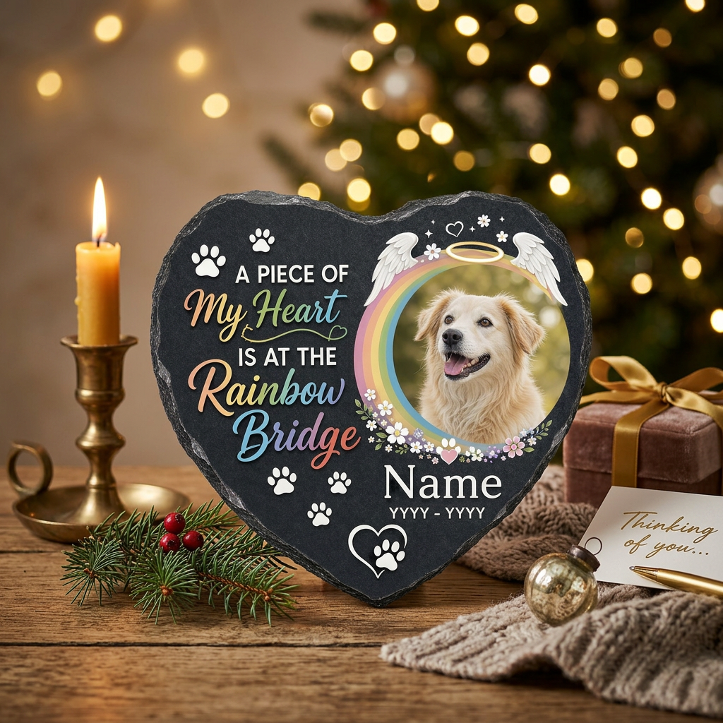 Personalized Rainbow Bridge Pet Memorial Garden Stone with Photo, Dog Loss Gift - Image 6