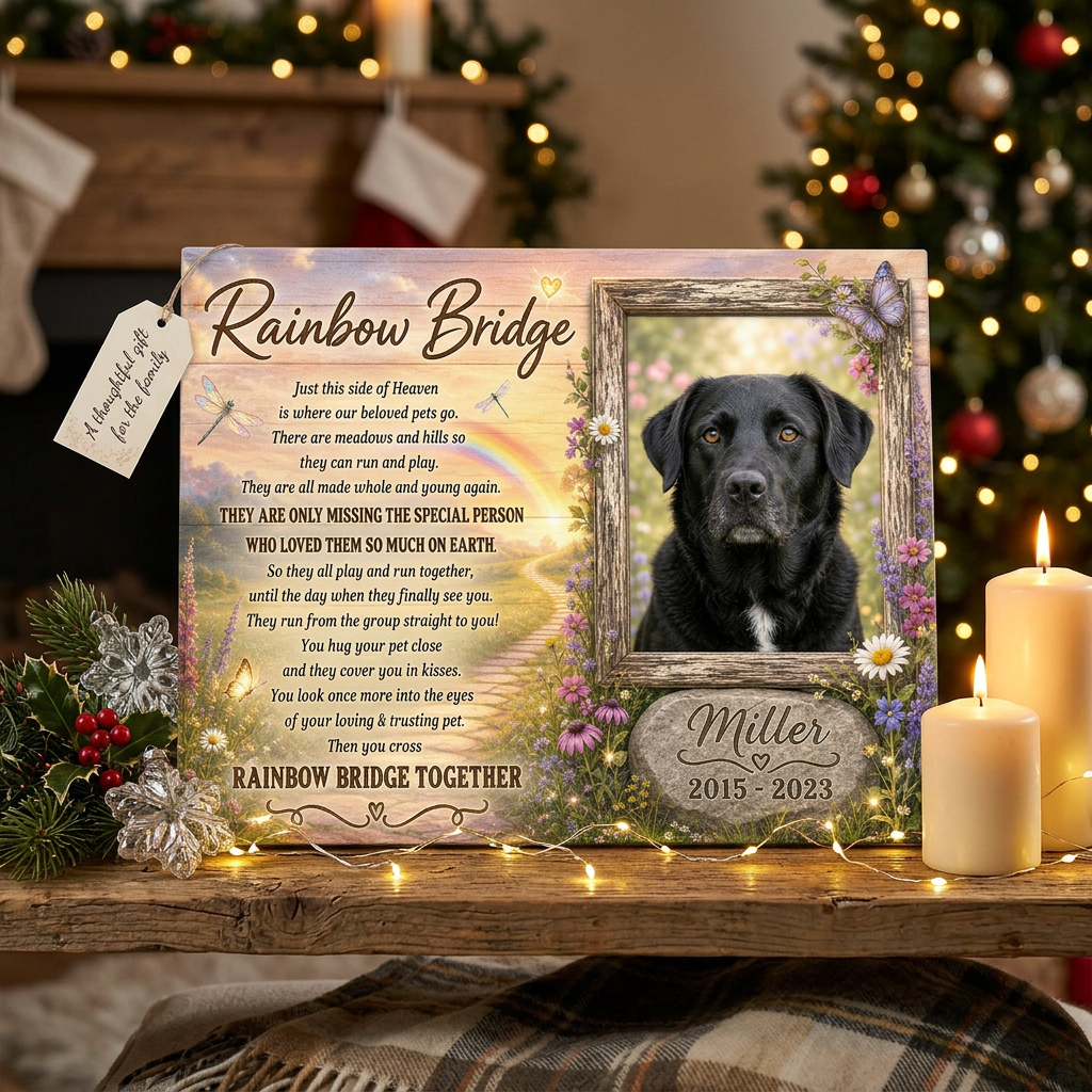 Personalized Dog Memorial Rainbow Bridge Wall Canvas - Custom Pet Photo Remembrance Gift - Image 6