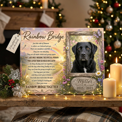 Personalized Dog Memorial Rainbow Bridge Wall Canvas - Custom Pet Photo Remembrance Gift - Image 6