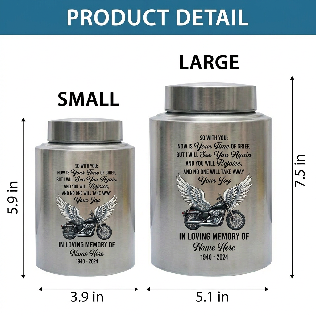Personalized Motorcycle Riding in Heaven Stainless Steel Cremation Ashes Holder for Dad Brother Biker Condolence Bereavement Present Memorial Keepsake Urn, Memorial Gift, In Loving Memory - Image 6