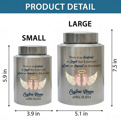 Personalized Angel Baby Footprint Stainless Steel Cremation Urn, Infant Loss Remembrance Container, Grieving Parent Sympathy Present, Memorial Keepsake Urn, Memorial Gift, In Loving Memory - Image 6