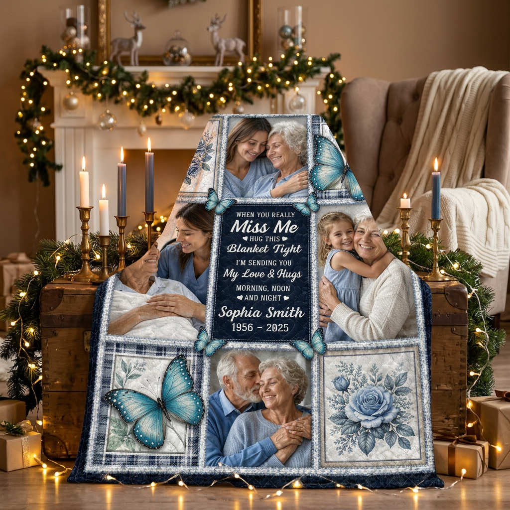 Personalized Memorial Photo Butterfly Fleece Blanket for Mom Grandma Remembrance Gift - Image 6