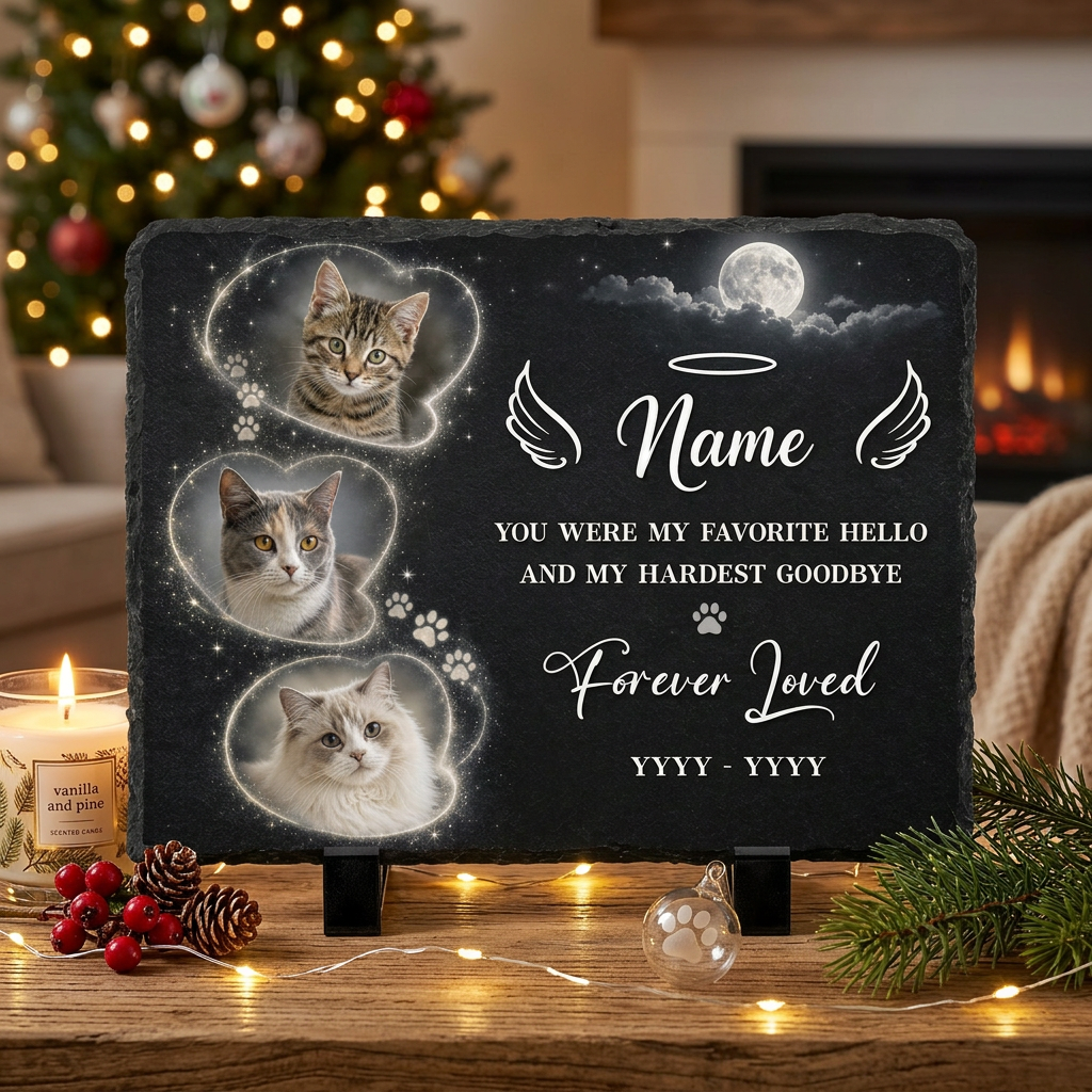 Personalized Cat Memorial Slate Stone Plaque with Photos – Custom Pet Loss Gift - Image 6