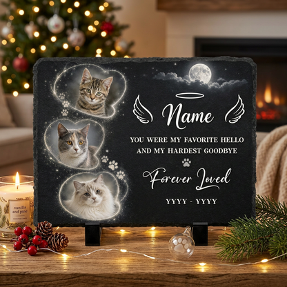 Personalized Cat Memorial Slate Stone Plaque with Photos – Custom Pet Loss Gift - Image 6
