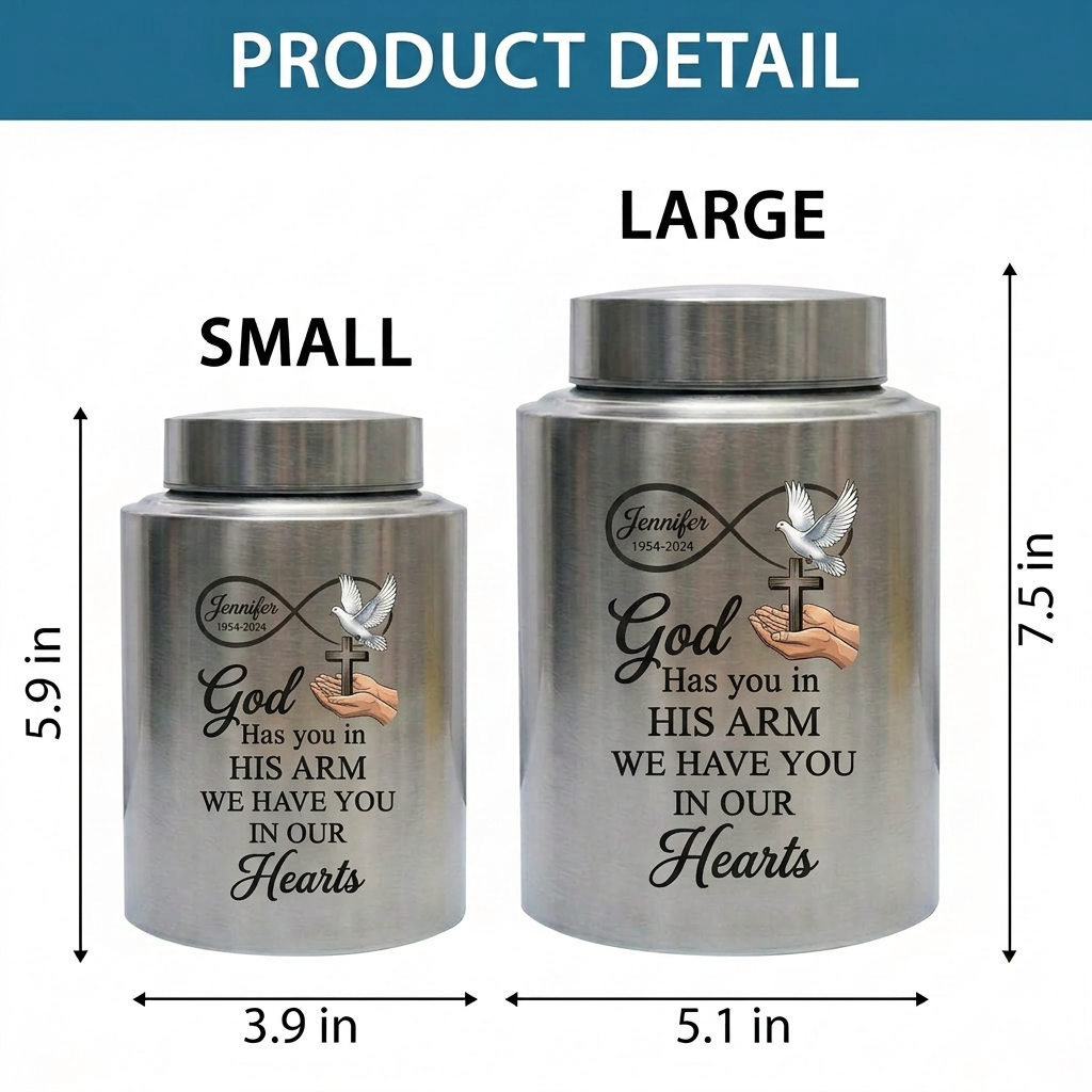 Personalized Christian Dove Infinity Cross Stainless Steel Religious Cremation Urn Loss of Mother Father Family Member Bereavement Sympathy Memorial Keepsake Urn, Memorial Gift, In Loving Memory - Image 6