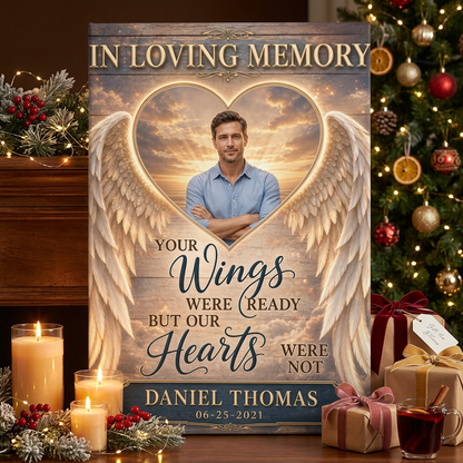 Personalized Memorial Photo Canvas with Angel Wings - Custom Bereavement Gift - Image 6