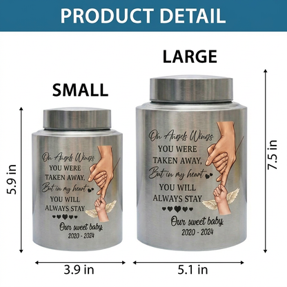 Personalized Baby Angel Wings Hand Infant Loss UV Printed Metal Cremation Ashes Container Child Bereavement Miscarriage Grief Parent Memorial Keepsake Urn, Memorial Gift, In Loving Memory - Image 6