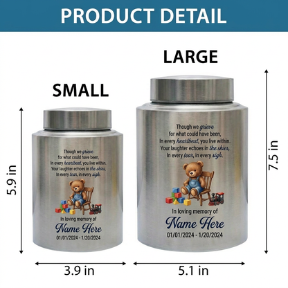 Personalized Teddy Bear Baby Infant Loss UV Printed Stainless Steel Miscarriage Remembrance Grieving Parent Sympathy Gift Cremation Ash Holder Memorial Keepsake Urn, Memorial Gift, In Loving Memory - Image 6