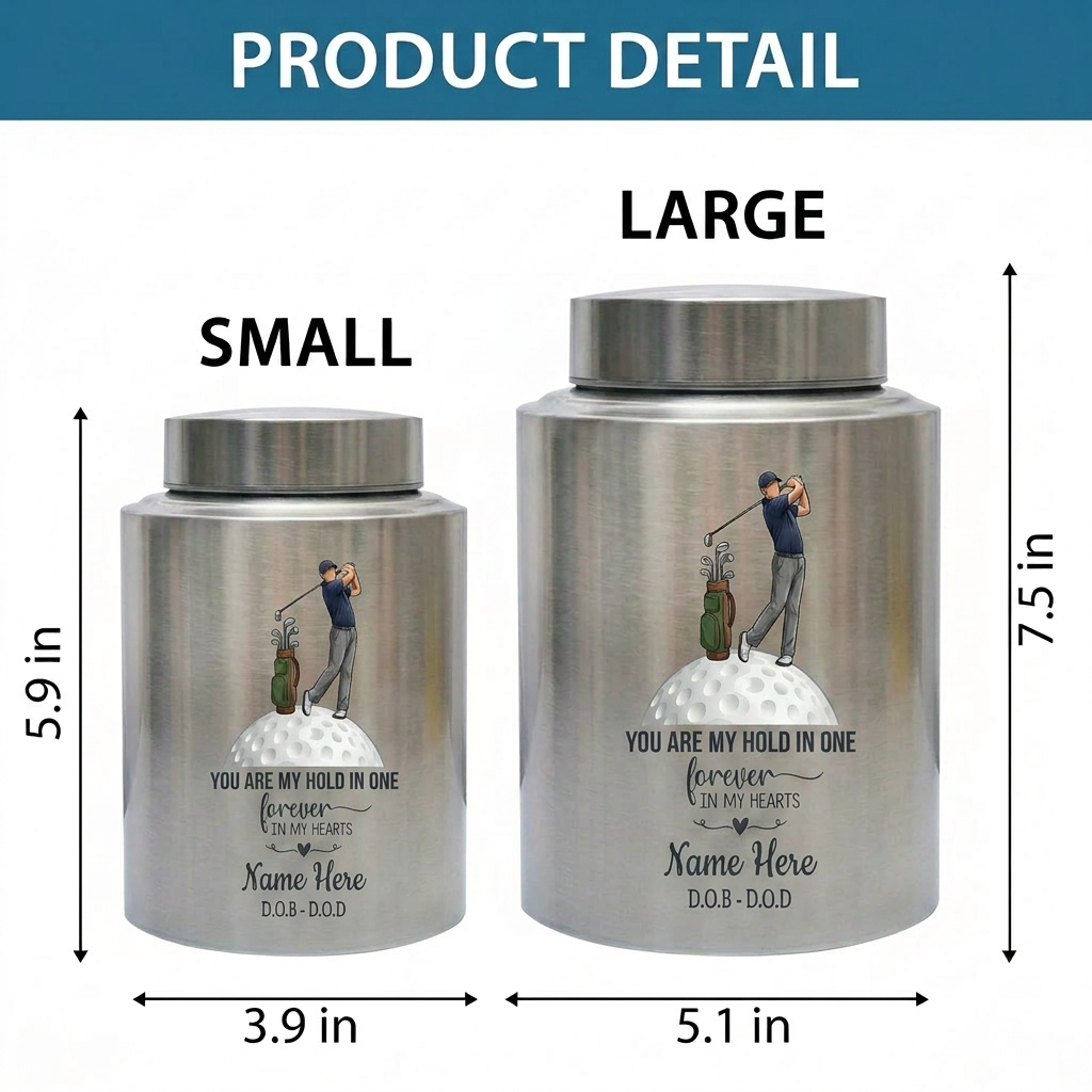 Personalized Golf Players Golfing UV Print Stainless Steel Urn for Adult Male Human Ashes Dad Grandpa Husband Loss Large Decorative Memorial Keepsake Urn, Memorial Gift, In Loving Memory - Image 6