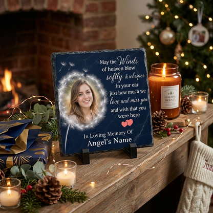 Personalized May the Wind Dandelion Memorial Slate – Custom Photo Bereavement Gift - Image 6