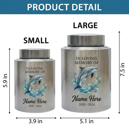 Personalized Dolphin Cremation Urn for Human Ashes Stainless Steel Ocean Lover Tribute Small Large Custom Funeral Keepsake for Mom Dad Adult Memorial Keepsake Urn, Memorial Gift, In Loving Memory - Image 6