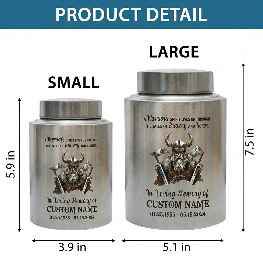 Personalized Valhalla Viking Nordic Runes Stainless Steel Cremation Ash Container For Veteran Warrior Father Son Funeral Small Large Memorial Keepsake Urn, Memorial Gift, In Loving Memory - Image 6