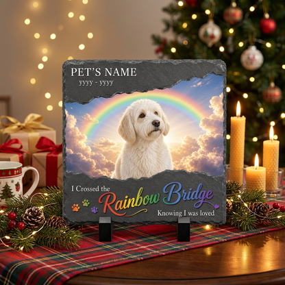Personalized Rainbow Bridge Dog Memorial Slate Stone – Pet Loss Sympathy Gift - Image 6
