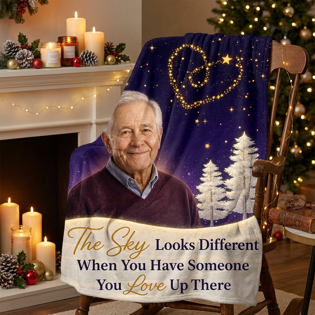 Personalized Memorial Photo Fleece Blanket - Sky Looks Different Loss of Loved One Gift - Image 6