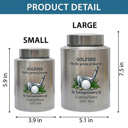 Personalized Golf Players Stainless Steel Cremation Urns For Human Ashes Adult Male Female On The Greens Of Heaven Funeral Small Large Memorial Keepsake Urn, Memorial Gift, In Loving Memory - Image 6