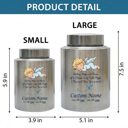 Personalized Little Angel Paper Airplane Stainless Steel Urn Infant Loss Child Remembrance Custom Name Dates Silver Black Gold Red Memorial Keepsake Urn, Memorial Gift, In Loving Memory - Image 6
