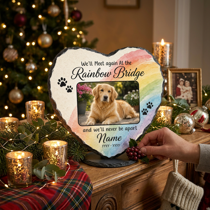 Personalized Dog Memorial Garden Stone, Pet Loss Gift, Rainbow Bridge Slate - Image 6