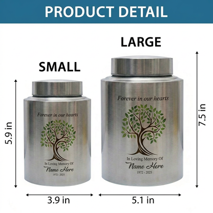 Personalized Tree of Life Stainless Steel Cremation Urn for Human Ashes Loss of Mother Father Remembrance Container Silver Black Gold Red Memorial Keepsake Urn, Memorial Gift, In Loving Memory - Image 6