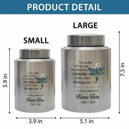Personalized Dragonfly Floral Cross Stainless Steel UV Printed Funeral Burial Ash Storage for Adult Male Female Human Ashes 5.9in or 7.5in Memorial Keepsake Urn, Memorial Gift, In Loving Memory - Image 6