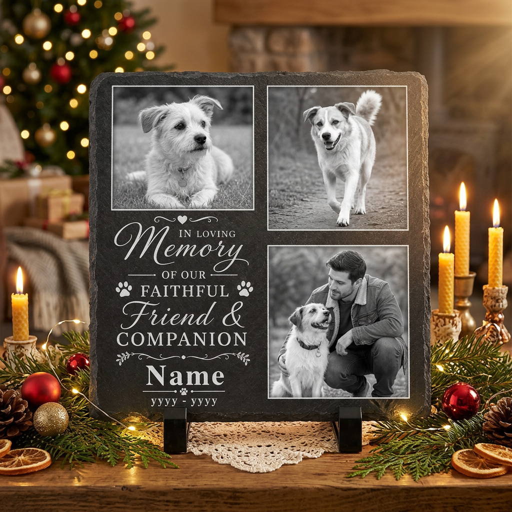 Personalized Dog Memorial Slate with 3 Photos – Pet Loss Memorial Stone Gift - Image 6