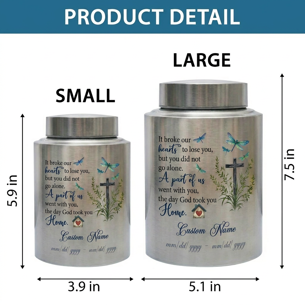 Personalized Dragonfly Stainless Steel Cremation Urn for Loss of Loved One Mother Father, Bereavement Ash Holder Small and Large Sizes, Memorial Keepsake Urn, Memorial Gift, In Loving Memory - Image 6