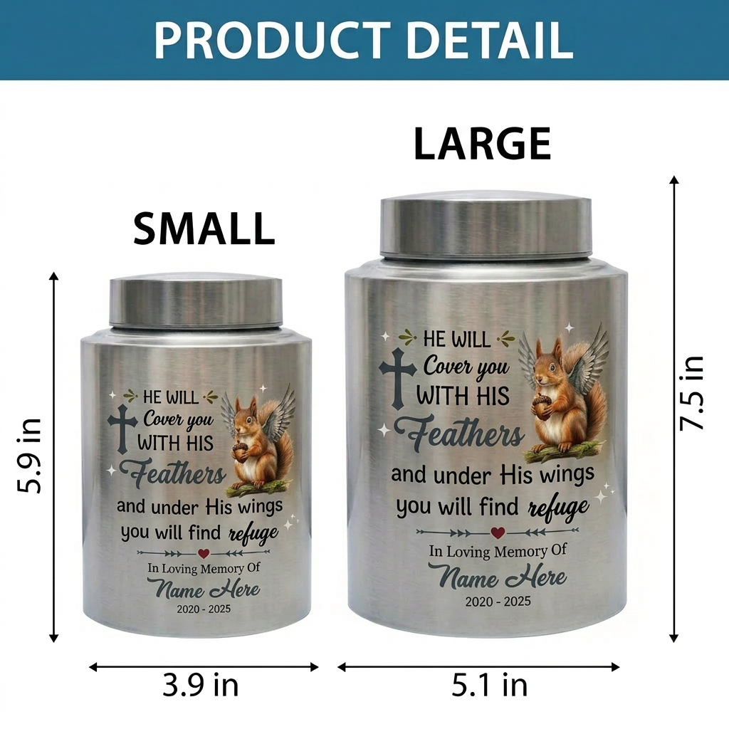 Personalized Squirrel Bible Verse Urn for Human Ashes, Christian Cross UV Printed Cremation Receptacle for Adult or Pet Loss, Large Options, Memorial Keepsake Urn, Memorial Gift, In Loving Memory - Image 6