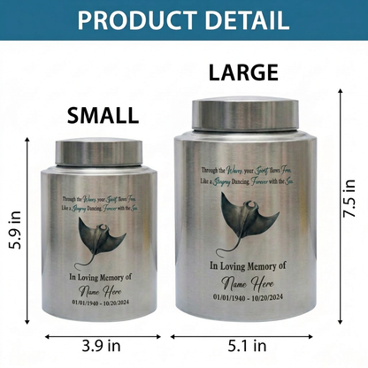 Personalized Stingray Beach Ocean Waves UV Printed Stainless Steel Urn for Loss of Loved One Marine Life Lover Large Ash Container Two Sizes Memorial Keepsake Urn, Memorial Gift, In Loving Memory - Image 6