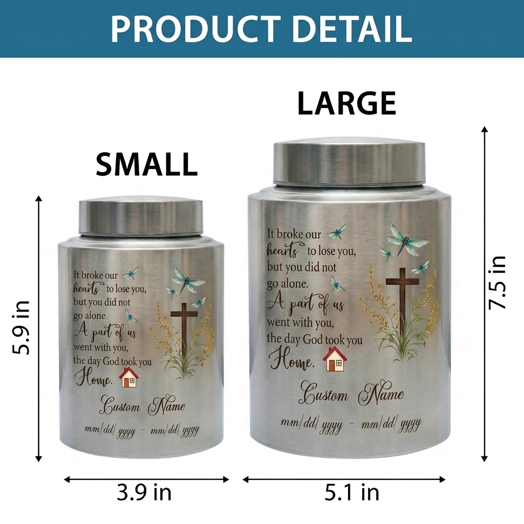 Personalized Dragonfly Stainless Steel Cremation Urn for Loss of Loved One Mother Father, Bereavement Ash Holder Small and Large Sizes, Memorial Keepsake Urn, Memorial Gift, In Loving Memory - Image 6