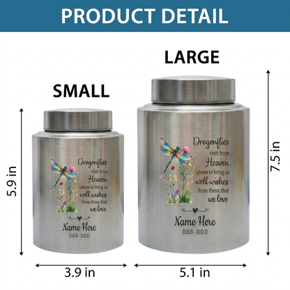 Personalized Dragonfly Stainless Steel Cremation Urns for Human Ashes Custom Sympathy Loss of Loved One Funeral Burial Ash Container Memorial Keepsake Urn, Memorial Gift, In Loving Memory - Image 6