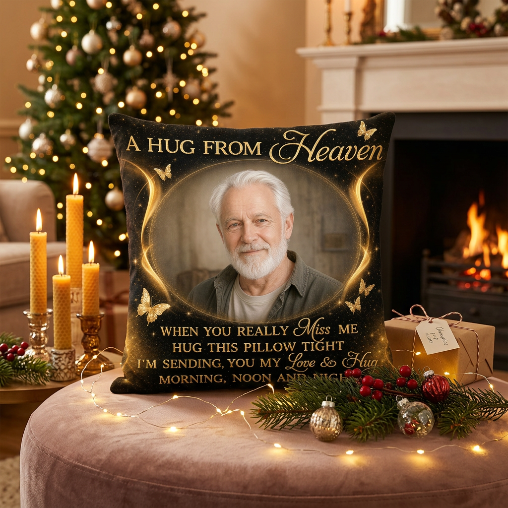 Personalized Photo A Hug From Heaven Memorial Pillow - Sympathy Gift for Loss of a Loved One - Image 6