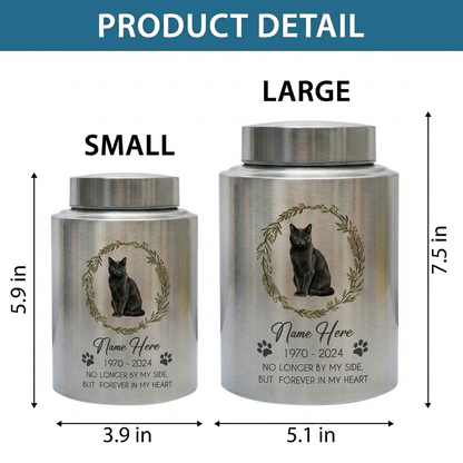 Personalized Cat Paw Print Wreath Pet Memorial Large Stainless Steel Urn for Ashes Cat Loss Sympathy Gift Mom Dad Lovers Custom Date Memorial Keepsake Urn, Memorial Gift, In Loving Memory - Image 6