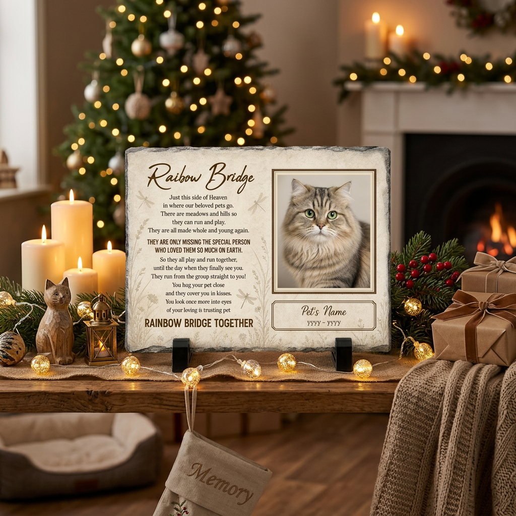 Personalized Rainbow Bridge Cat Memorial Garden Stone Rectangle for Pet Loss Gift - Image 6