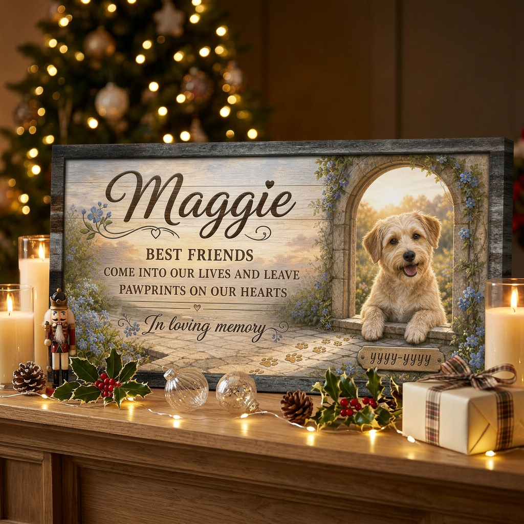 Personalized Dog Memorial Wall Canvas With Name Photo And Pawprints Pet Loss Sympathy Gift - Image 6
