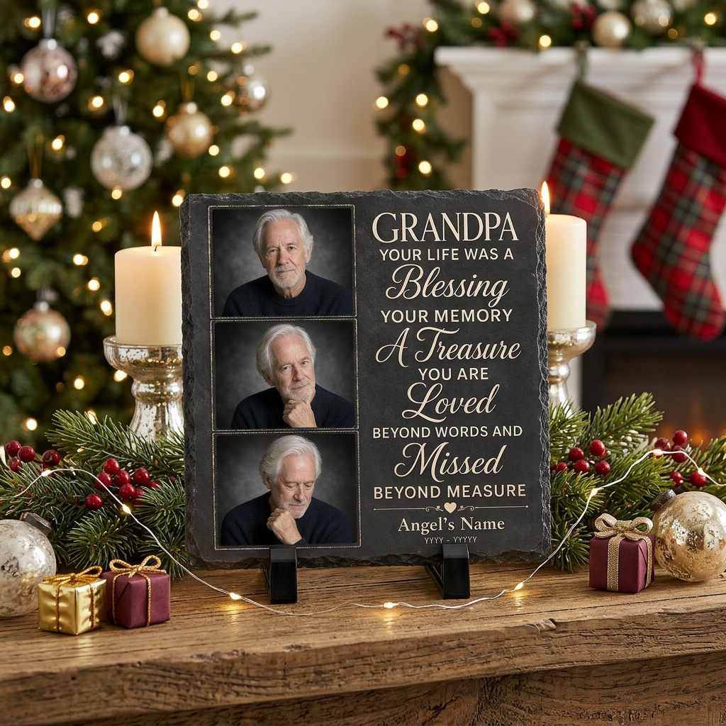 Personalized Grandpa Memorial Photo Slate Stone – In Loving Memory Sympathy Gift - Image 6