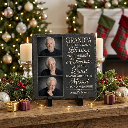 Personalized Grandpa Memorial Photo Slate Stone – In Loving Memory Sympathy Gift - Image 6