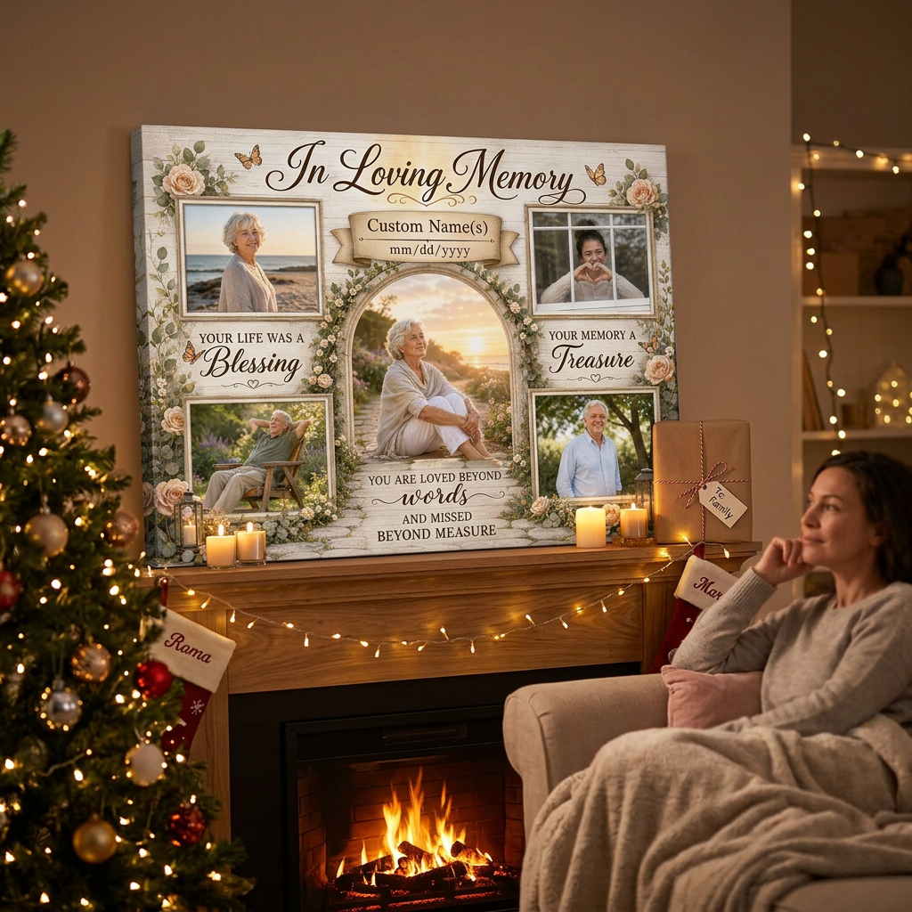 Personalized Memorial Photo Collage Wall Canvas In Loving Memory Sympathy Remembrance Gift - Image 6