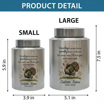 Personalized Turkey Thanksgiving Hunter Cremation Urn for Human Ashes, UV Printed Stainless Steel Bereavement Condolence Keepsake, Memorial Keepsake Urn, Memorial Gift, In Loving Memory - Image 6