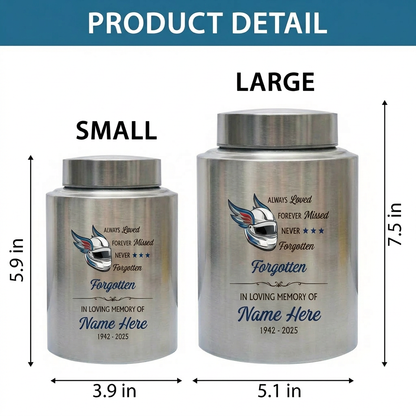 Personalized Racing Victory Stainless Steel Cremation Urn for Human Ashes Motorsports Fan Remembrance Bereavement Tribute 5.9x3.9 7.5x5.1 Memorial Keepsake Urn, Memorial Gift, In Loving Memory - Image 6
