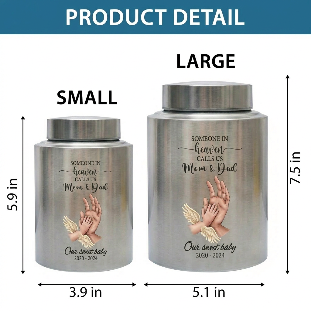 Personalized Teddy Bear Angel Wings Cross Metal Ash Container For Infant Loss Miscarriage Grieving Parents Mother Father Large Silver Gold Memorial Keepsake Urn, Memorial Gift, In Loving Memory - Image 6