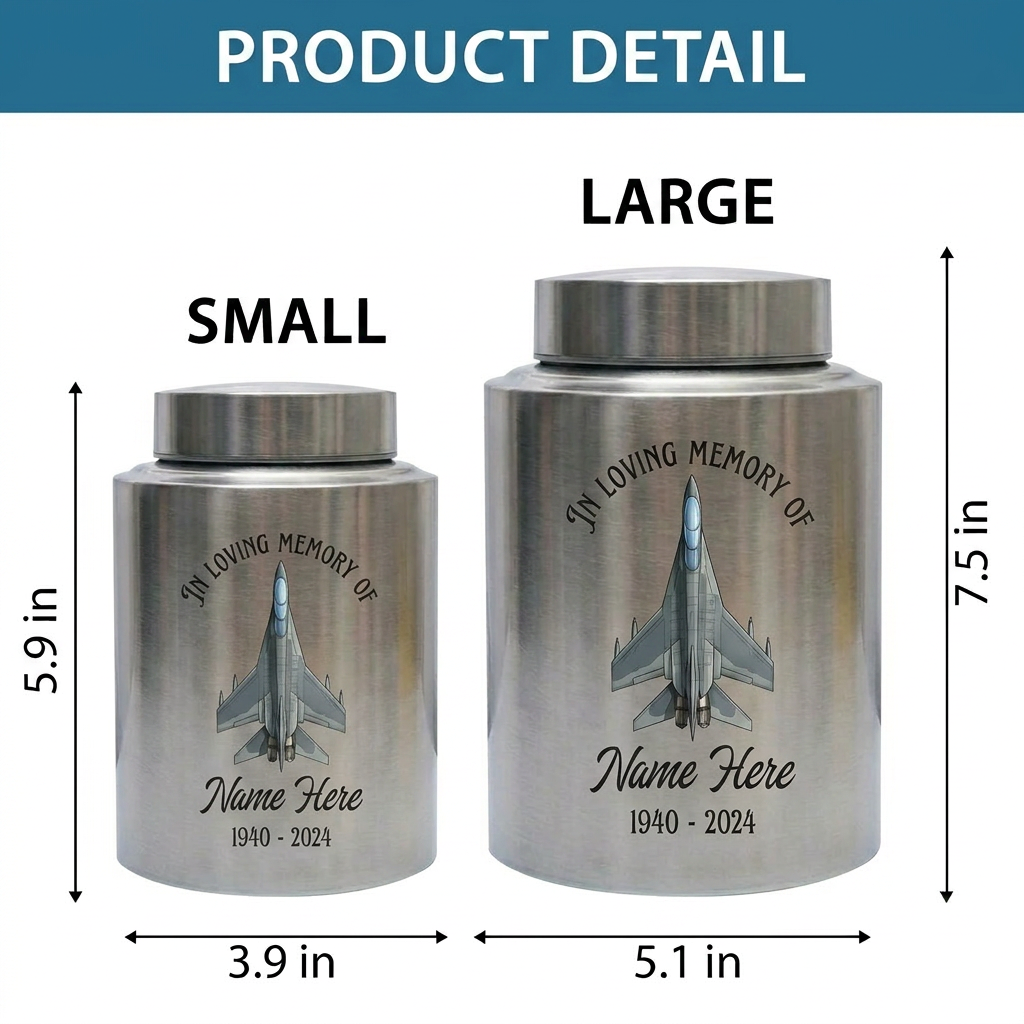 Personalized Veterans Military Soldier Stainless Steel Large Cremation Urn for Human Ashes, Custom Army Navy Air Force Tribute, Memorial Keepsake Urn, Memorial Gift, In Loving Memory - Image 6